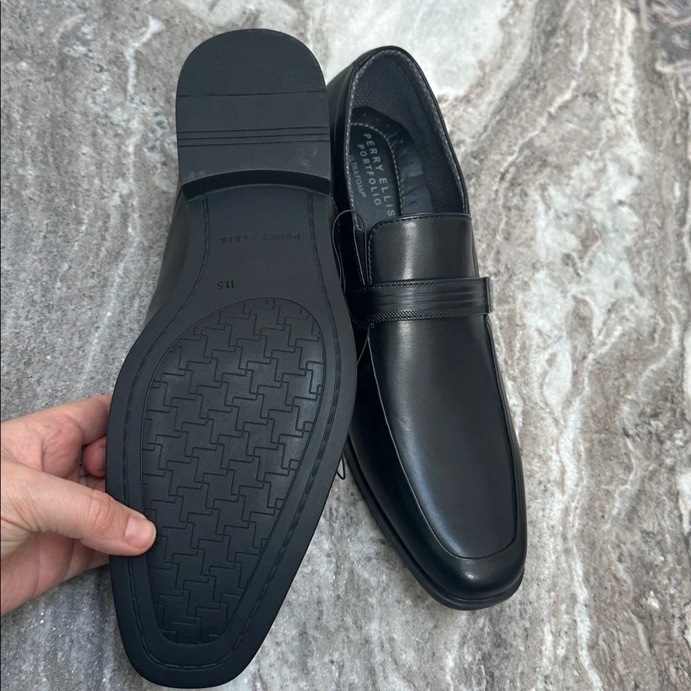 NEW Perry Ellis Portfolio Drexler Black Ultra Foam Dress Shoes Men’s Sz 11.5
